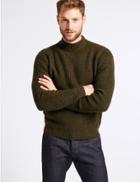 Marks & Spencer Supersoft High Neck Jumper With Wool Khaki
