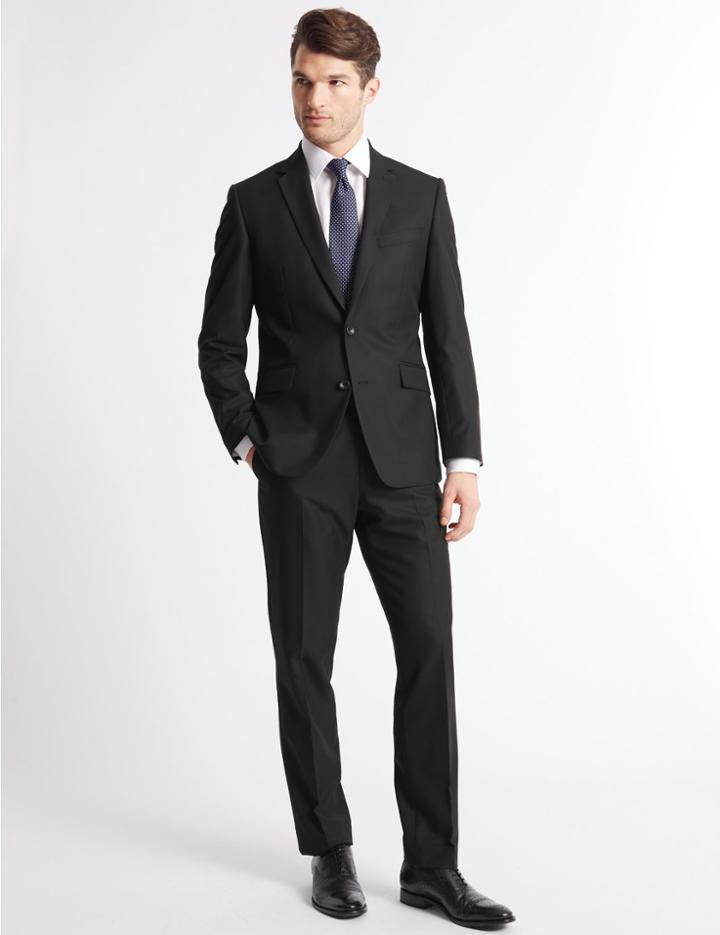 Marks & Spencer Black Slim Fit Jacket Black