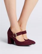 Marks & Spencer Block Heels Court Shoes Burgundy