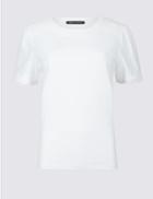 Marks & Spencer Petite Pure Cotton Lace Short Sleeve T-shirt Soft White