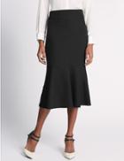 Marks & Spencer Peplum Hem A-line Midi Skirt Black