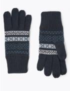 Marks & Spencer Fairisle Knitted Gloves Blue Mix