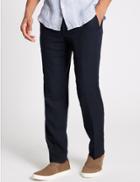 Marks & Spencer Slim Fit Linen Rich Chinos Navy