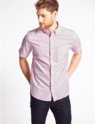 Marks & Spencer Easy To Iron Pure Cotton Shirt With Pocket Pink