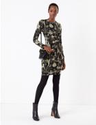 Marks & Spencer Floral Print Jersey Bodycon Dress Black Mix