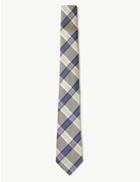 Marks & Spencer Pure Silk Checked Tie Yellow Mix