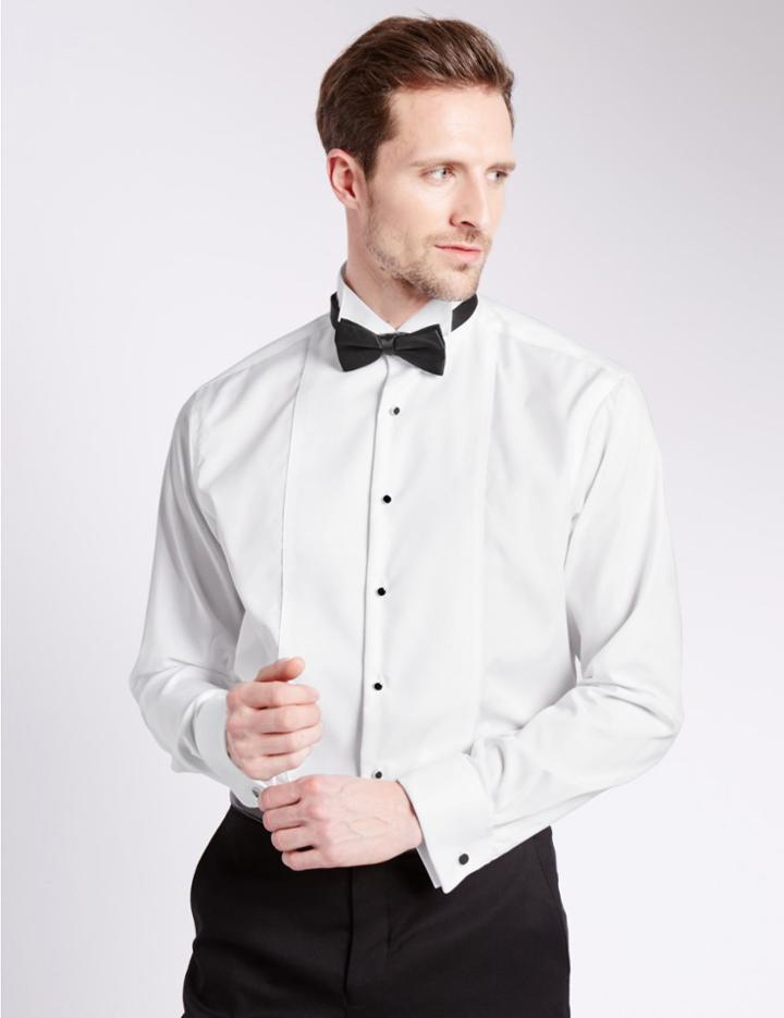 Marks & Spencer Pure Cotton Regular Fit Dinner Shirt White