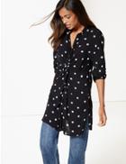 Marks & Spencer Spotted Longline Long Sleeve Shirt Multi