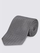 Marks & Spencer Pure Silk Spotted Textured Tie Silver