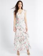 Marks & Spencer Floral Print Ruffle Detail Maxi Dress Blush Pink