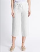Marks & Spencer Pure Linen Cropped Trousers White