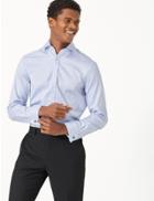 Marks & Spencer Tailored Fit Checked Easy To Iron Shirt Blue Mix