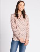 Marks & Spencer Bird Print Long Sleeve Shirt Pink Mix