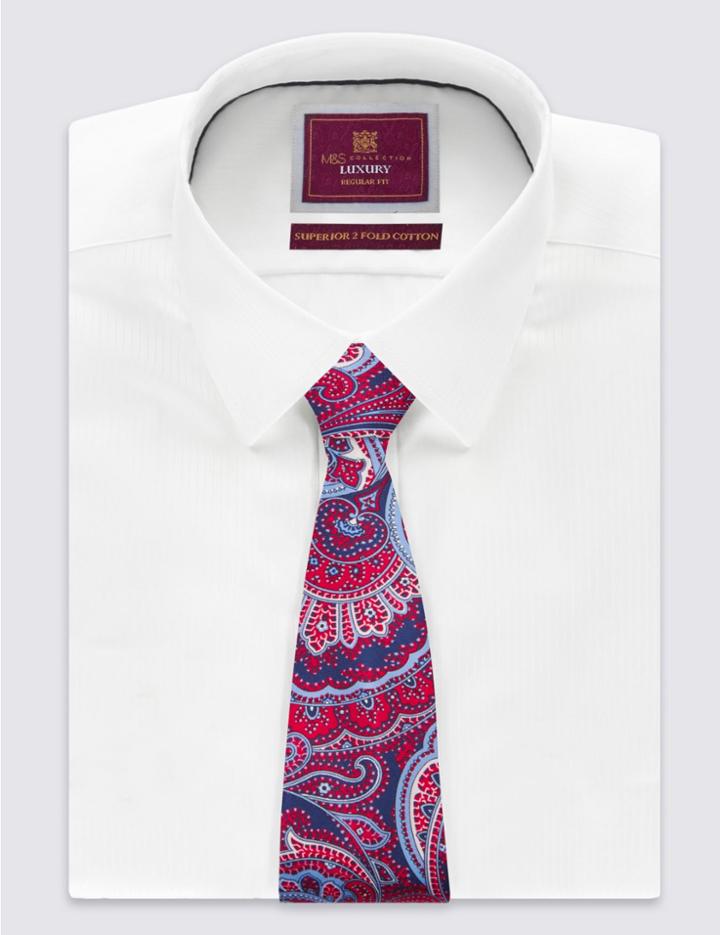 Marks & Spencer Pure Silk Paisley Print Tie Red