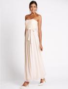 Marks & Spencer Pleated Maxi Dress With Belt Ivory