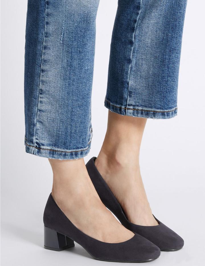 Marks & Spencer Block Heel Court Shoes Navy