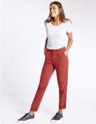 Marks & Spencer Patch Pocket Tapered Leg Trousers Rust