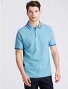 Marks & Spencer Pure Cotton Textured Polo Shirt Mint