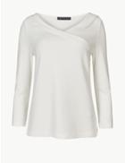 Marks & Spencer V-neck 3/4 Sleeve T-shirt Ivory