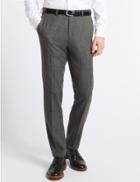 Marks & Spencer Grey Textured Modern Slim Fit Trousers Grey