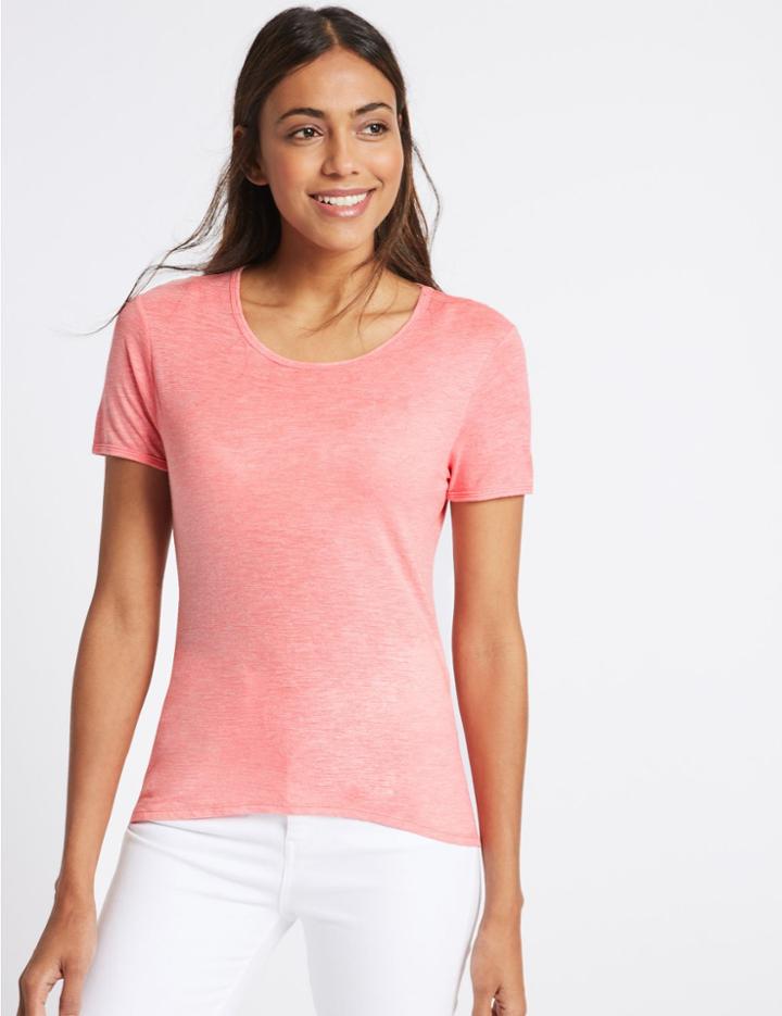 Marks & Spencer Round Neck Short Sleeve T-shirt Poppy