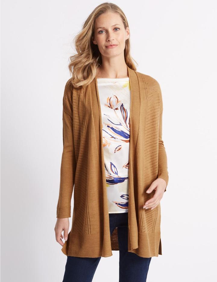 Marks & Spencer Longline Long Sleeve Cardigan Tan