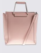 Marks & Spencer Faux Leather Metal Handle Tote Bag Pale Pink