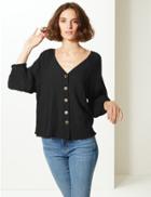 Marks & Spencer V-neck 3/4 Sleeve Blouse Ivory