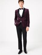 Marks & Spencer Tailored Fit Velvet Jacket Plum