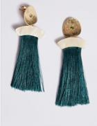 Marks & Spencer Stone Tassel Drop Earrings Green Mix