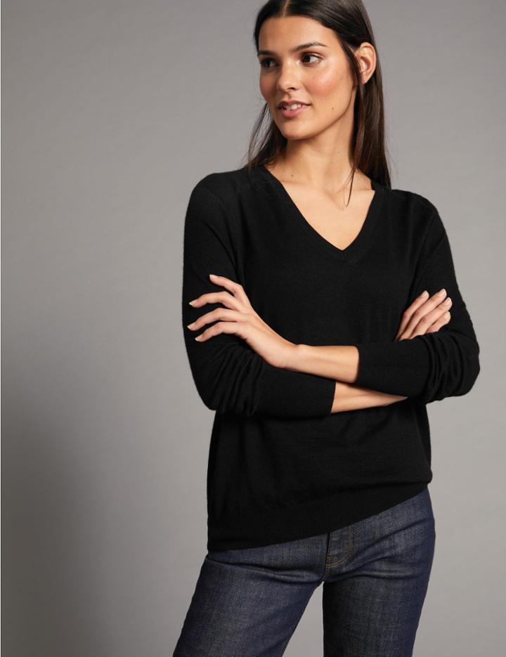 Marks & Spencer Fine Gauge Pure Cashmere V Neck Jumper Black
