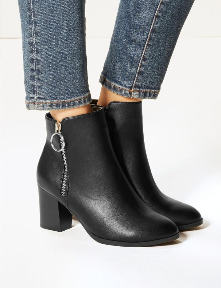 Marks & Spencer Extra Wide Fit Biker Ankle Boots Black