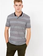 Marks & Spencer Pure Cotton Striped Polo Shirt