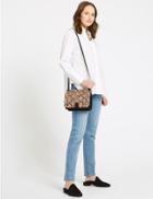 Marks & Spencer Faux Leather Two Part Cross Body Bag Natural Mix
