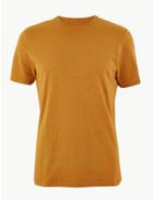 Marks & Spencer Slim Fit Pure Cotton Crew Neck T-shirt Ochre