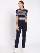 Marks & Spencer Cotton Rich Stretch Straight Leg Trousers Navy