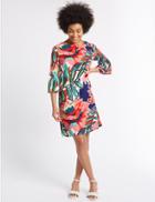 Marks & Spencer Floral Print Flared Sleeve Tunic Dress Multi