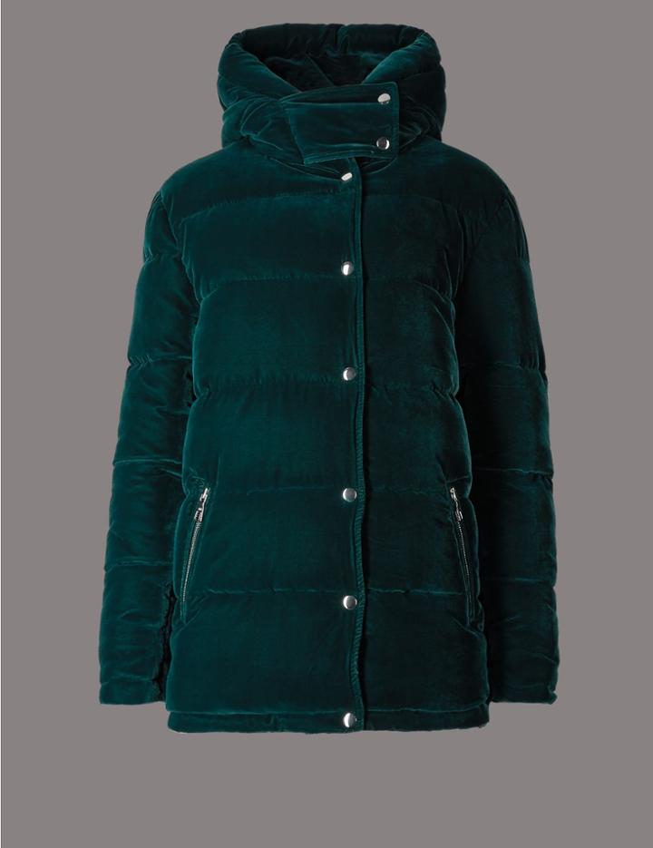Marks & Spencer Velvet Padded Jacket Teal