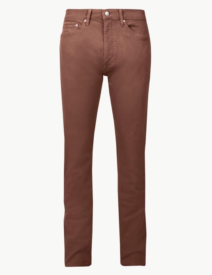 Marks & Spencer Tapered Fit Jeans With Stretch Dark Red
