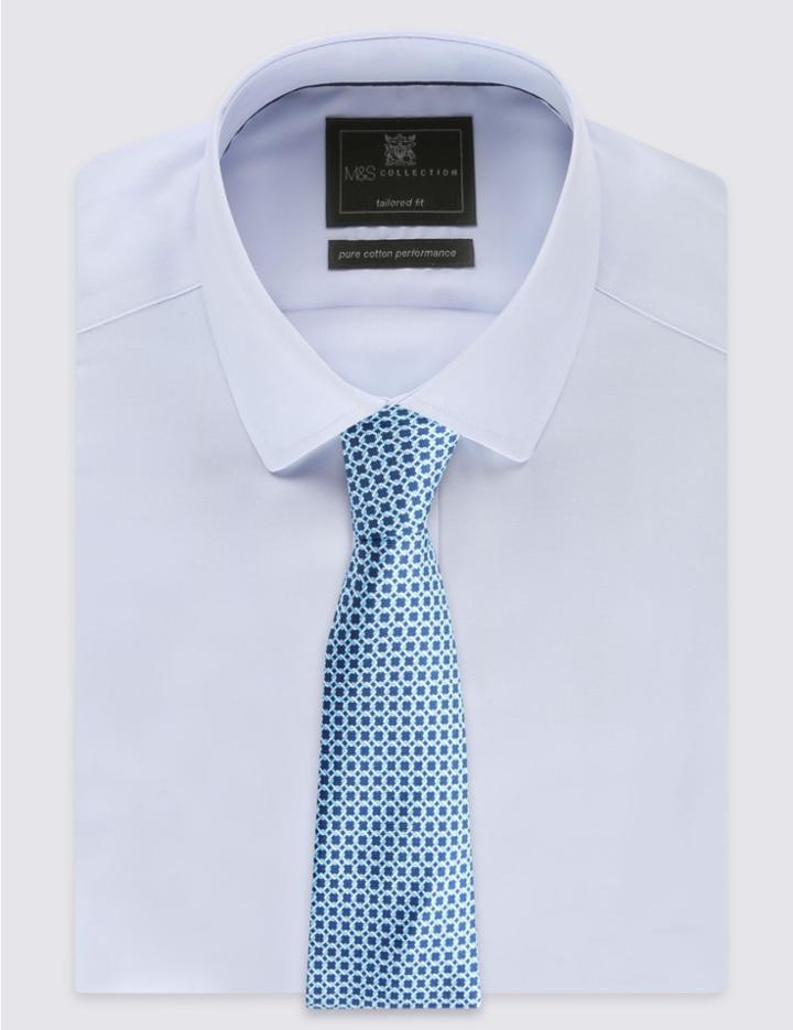 Marks & Spencer Pure Silk Paisley Print Tie Blue Mix