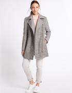 Marks & Spencer Wool Blend Boucle Coat Silver Grey