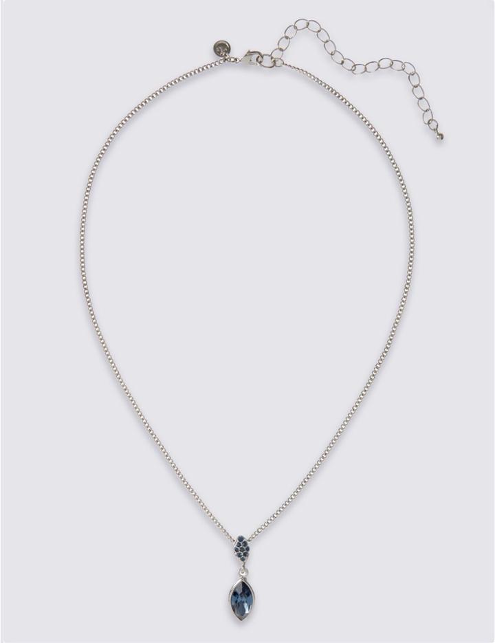 Marks & Spencer Pav Navette Drop Necklace Made With Swarovski&reg; Elements Light Blue