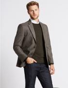 Marks & Spencer Checked Regular Fit Jacket Dark Brown