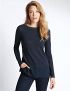 Marks & Spencer Long Sleeve Jersey Top Navy