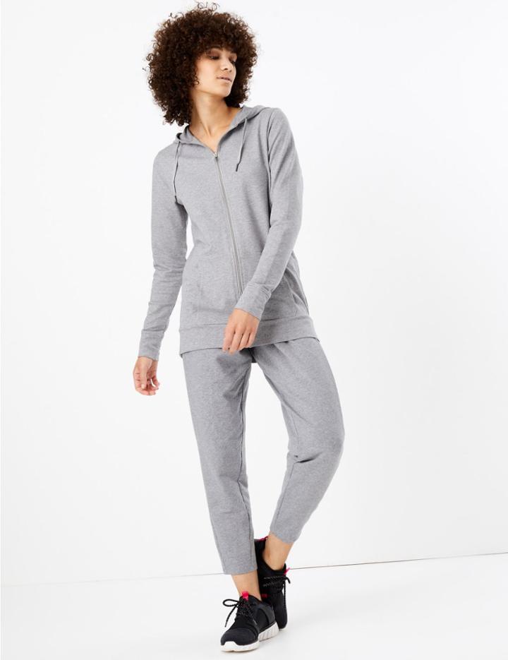 Marks & Spencer Cotton Rich Tapered Leg Joggers Grey Marl