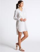 Marks & Spencer Pure Cotton Long Sleeve Beach Dress White