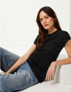 Marks & Spencer Round Neck Longline Relaxed Fit T-shirt Black