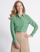 Marks & Spencer Double Pocket Longline Long Sleeve Shirt Soft Green
