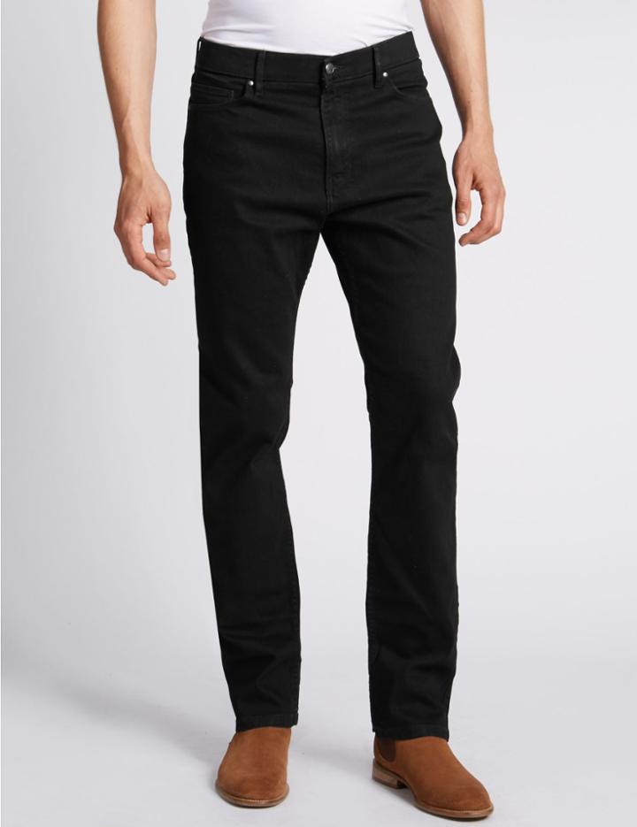 Marks & Spencer Shorter Length Regular Fit Stretch Jeans Black