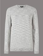 Marks & Spencer Pure Cotton Textured Slim Fit Jumper White Mix